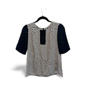 Milly Black and White Polka Dot Silk Blouse Size 2